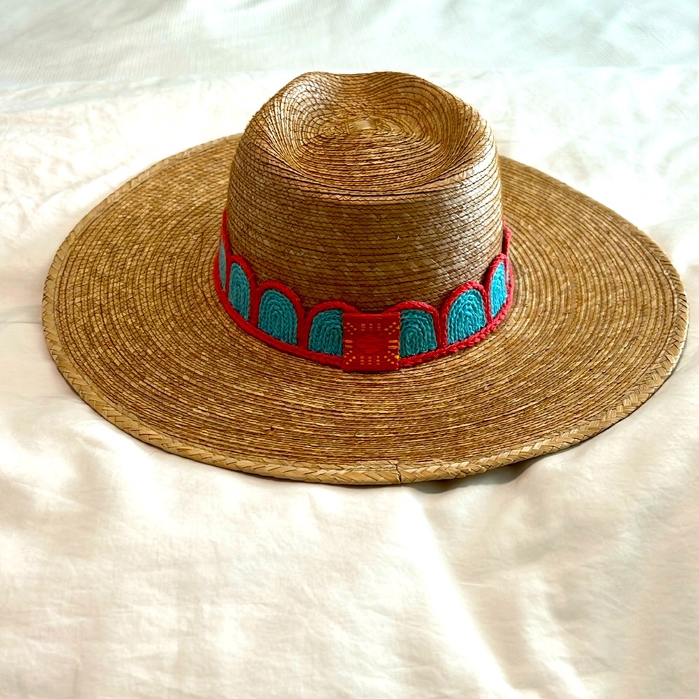 Sunshine Tienda Gloria Turquoise Crochet Palm Hat